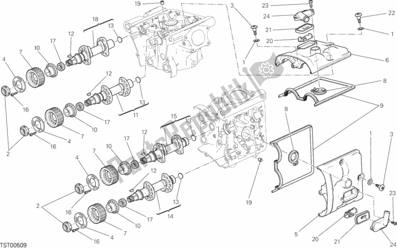 Toutes les pièces pour le Culasse: Système De Distribution du Ducati Monster 821 Stripes 2015